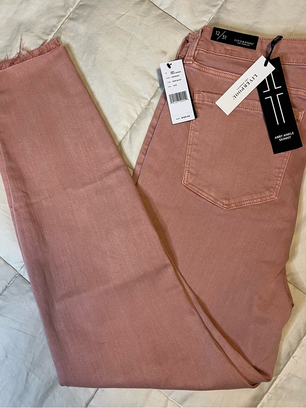 Liverpool Abby Ankle Skinny Jeans in Dusty Rose Blush